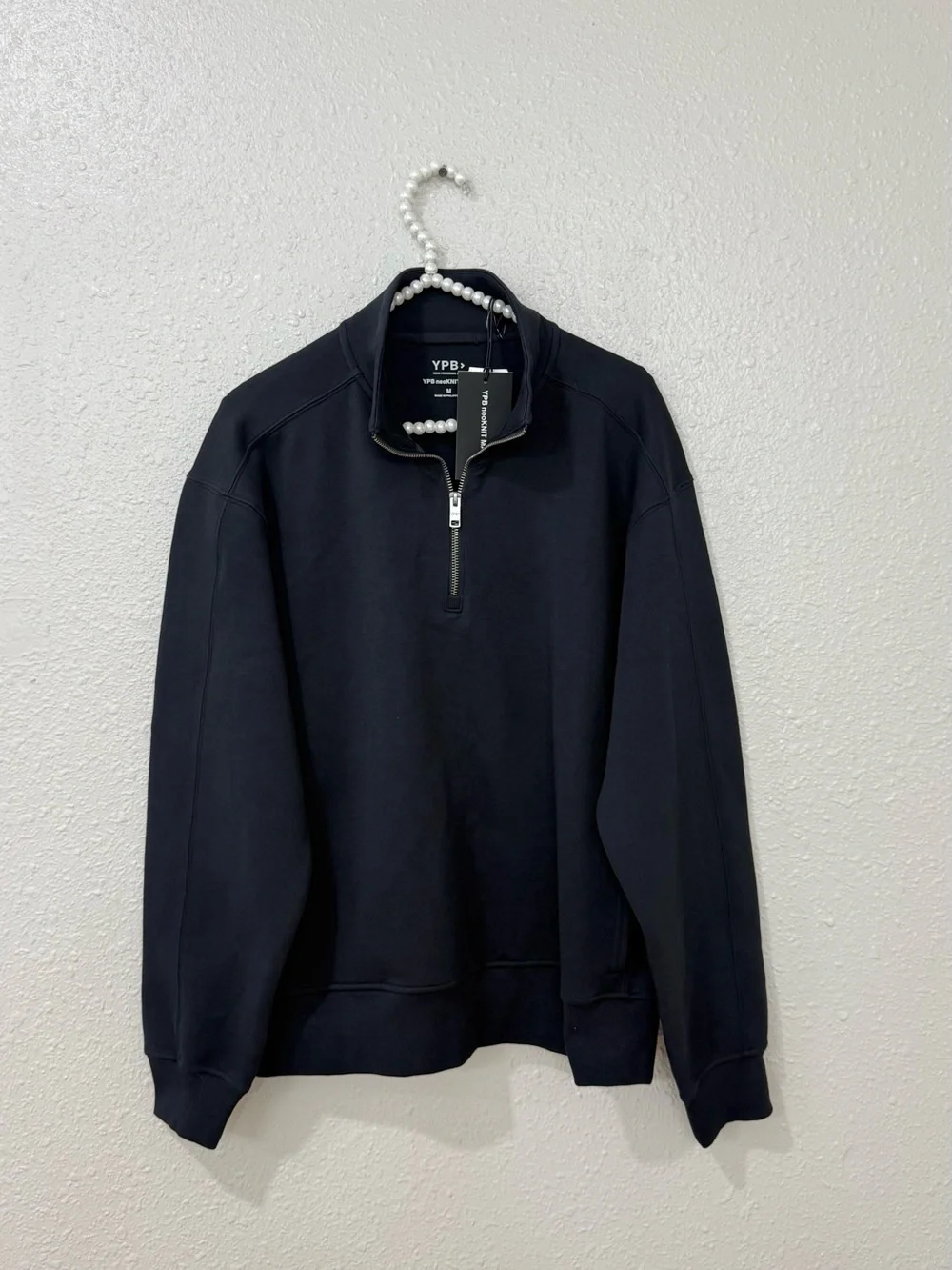 NWT YPB NeoKNIT Max Men’s Quarter Zip Pullover Black Size M Athletic Sweatshirt